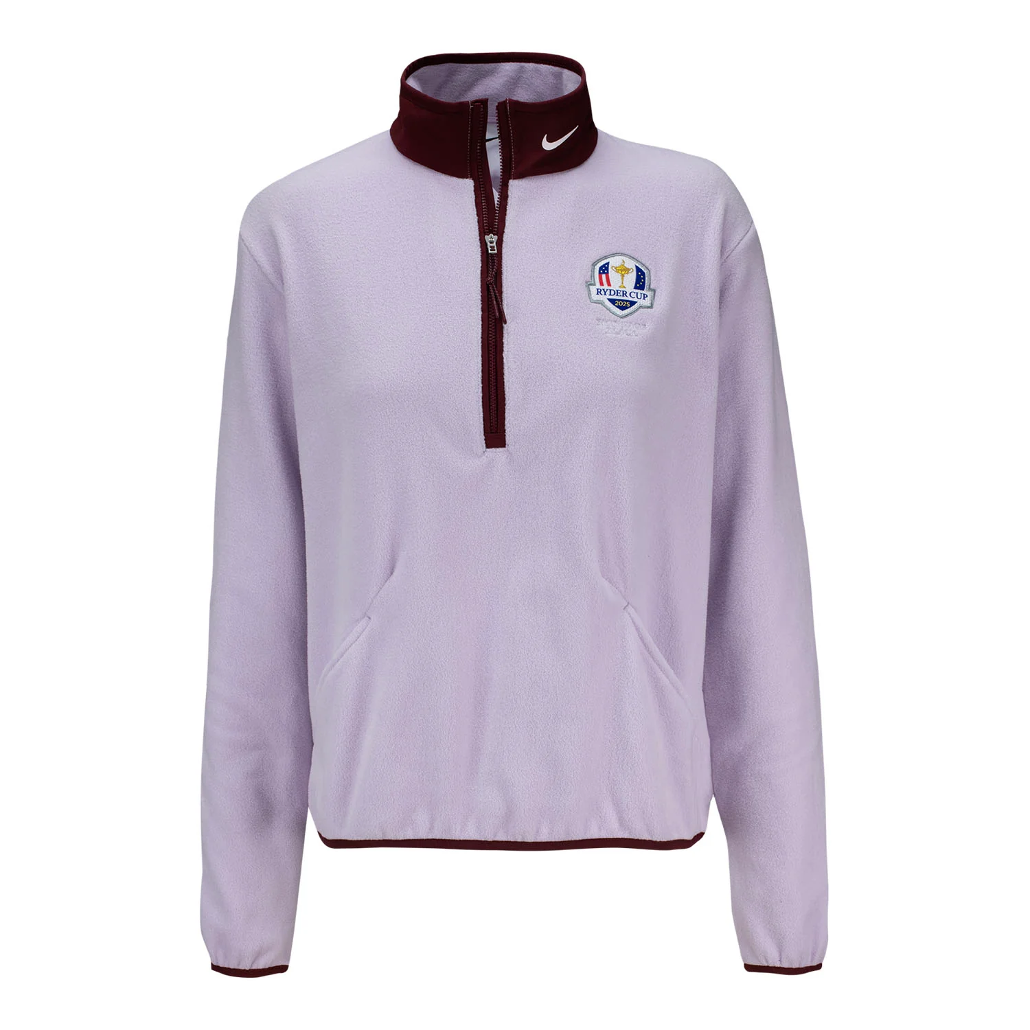 Nike 2025 Ryder Cup Women's Victory Therma-Fit Fleece Quarter Zip in Doll and Dark Team Red