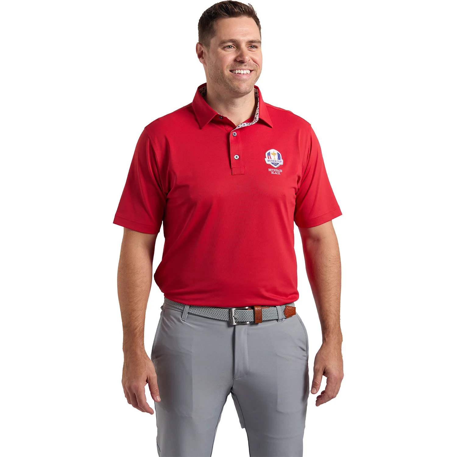 FootJoy 2025 Ryder Cup Solid Polo with Trophy Collar in Red - Image 4
