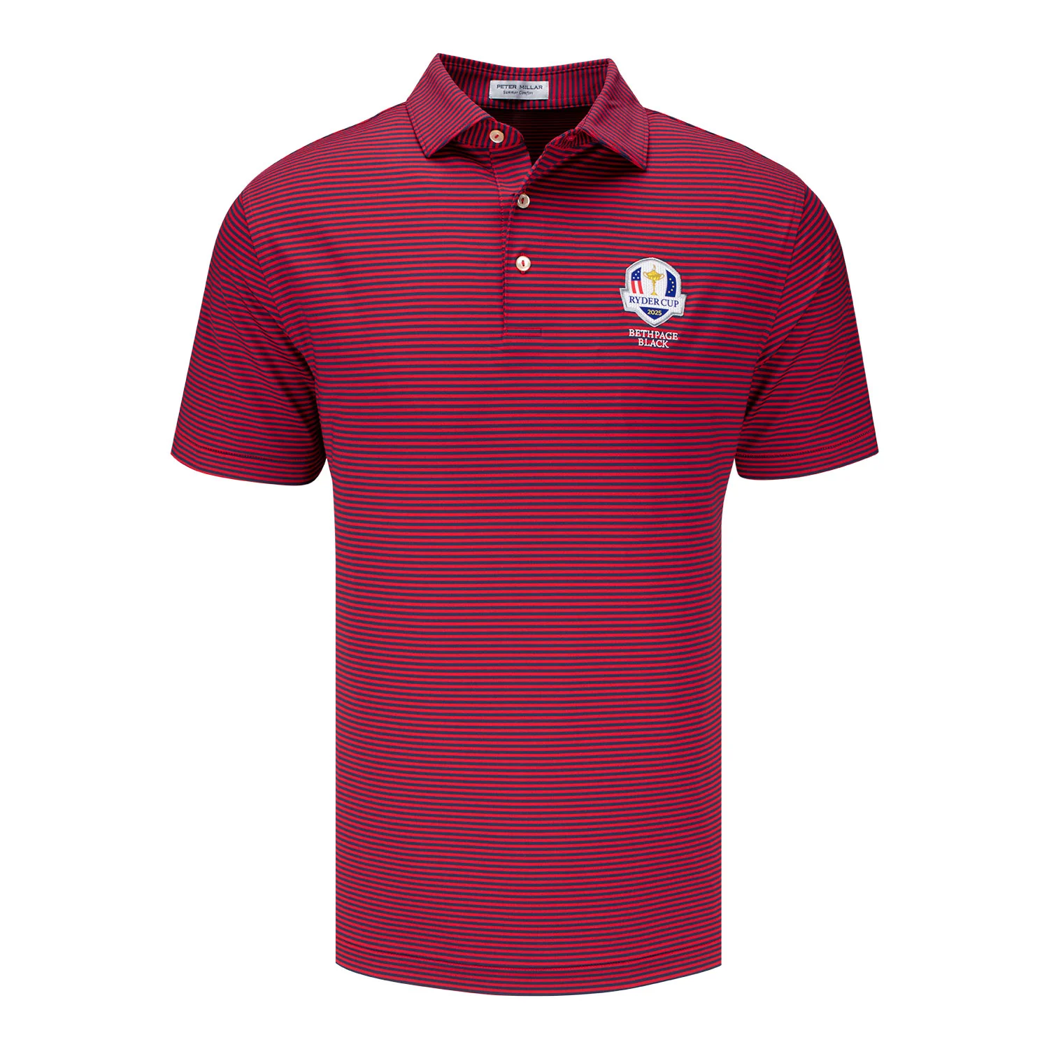 Peter Millar 2025 Ryder Cup Hales Stripe Polo in Red and Navy